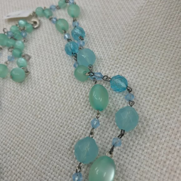 Beautiful Robert Rose Blue Beaded Gemstone Necklace - Picture 8 of 12